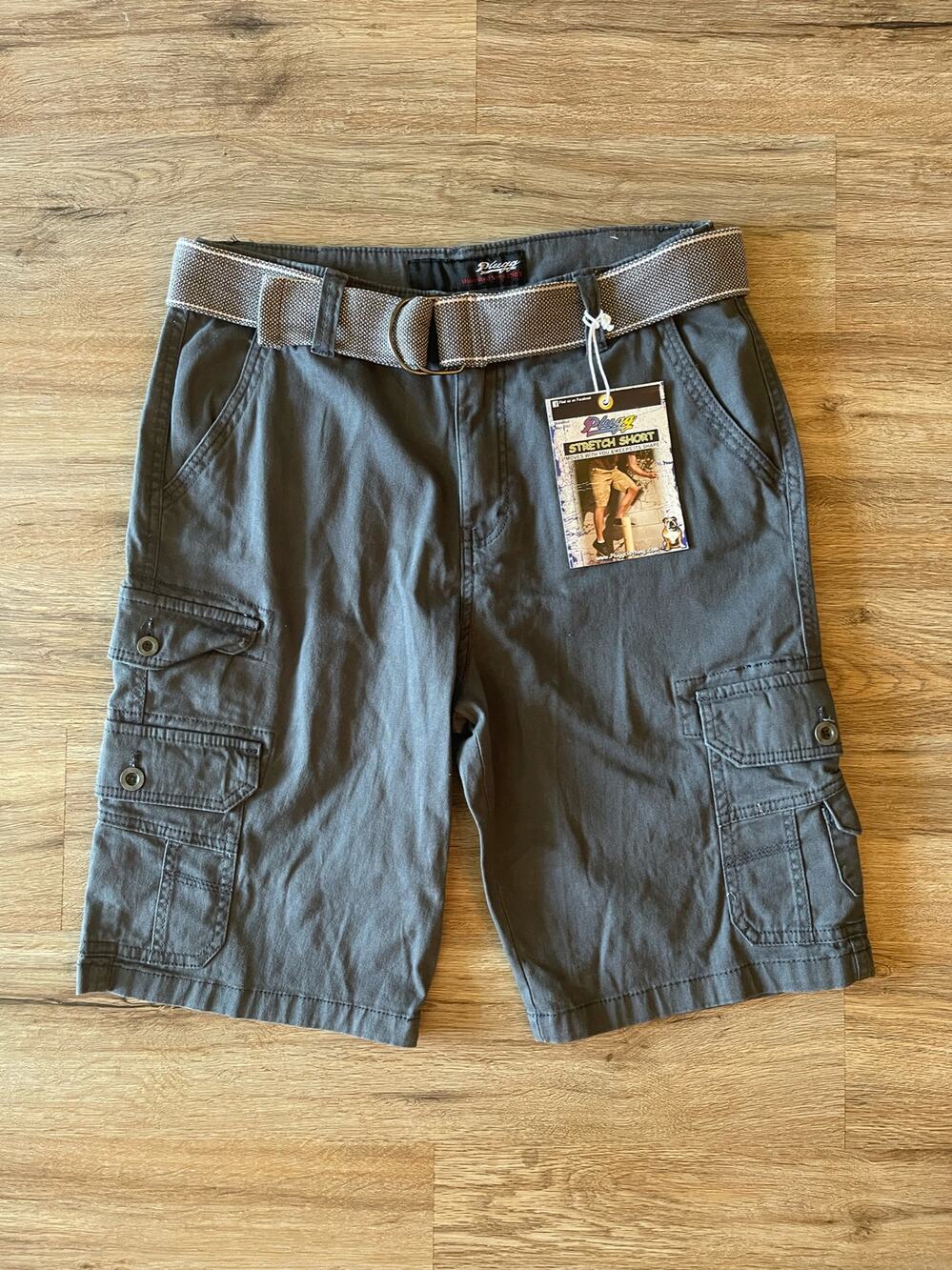 NWT Plugg Gray Stretch Shorts w/ Belt Size 30